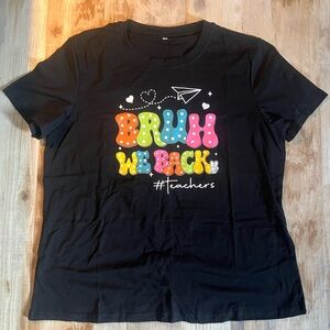 Black T-Shirt with Colorful Graphic teacher women's